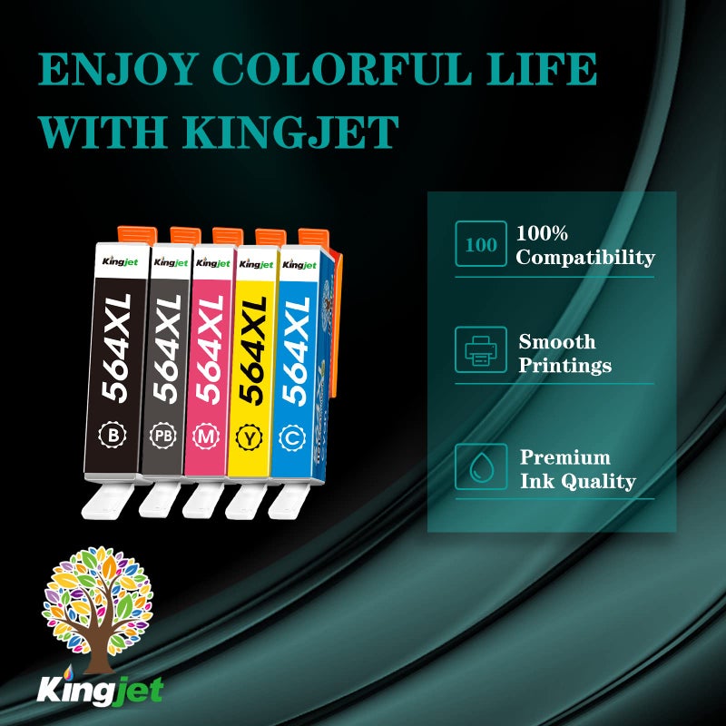 Kingjet Compatible 12 Pack 564XL Ink Cartridges for HP Printers Replacement for HP 564 Ink Cartridges 564 XL Work with HP Photosmart 7520 6520 5520 7525 DeskJet 3520 3522 Printer,(4BK/2PGBK/2C/2Y/2M) - Image 5